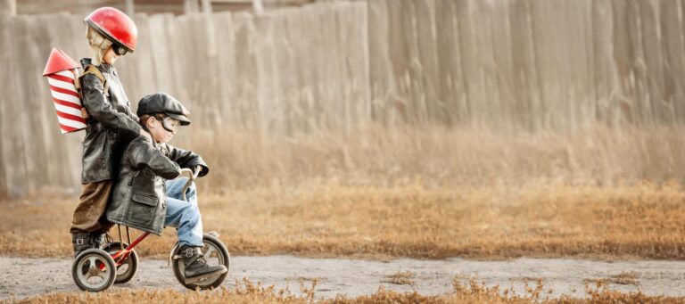 Children play in the rider and the rocketman